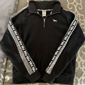 PINK Black Half Zip Sweater - XS